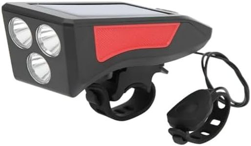 ARURA (LABEL) Solar USB Charging Bike Light Bicycle Horn Lamp Bike Flashlight Bike Front Light Waterproof Cycling Headlight with 3 Lighting Modes 5 Sounds Fits Bicycle Light (Multicolor)