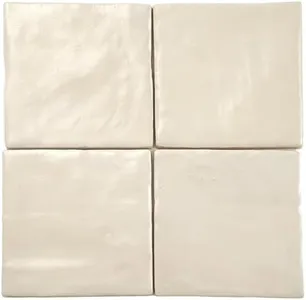 Beige Glossy Matte Ceramic Tile – Zellige Style 4" x 4" Square – 60-Pack Covers 6.46 Sq Ft – Not Peel & Stick Wall Tile for Bathroom Shower Kitchen Backsplash – Easy-Clean Indoor Tile