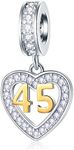 EMOSTAR 10 13 15 16 17 18 19 20 21 22 25 28 30 35 40 45 50 55 60 65 70 Birthday Charms fit European Bracelet Necklace, Dangle 18K Golden Number Heart Pendant with CZ, for Women/Men, Sterling Silver Cubic Zirconia gold plated, Cubic Zirconia