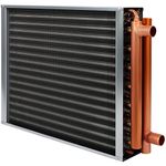 Heat Exchanger Water To Air 16x18, Forced Air Heating with 1" Copper Ports Hot Water Coil for Outdoor Wood Furnaces, Residential Heating