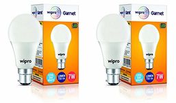 wipro Garnet 7W LED Bulb for Home & Office |Cool Day White (6500K) | B22 Base|220 degree Light coverage |4Kv Surge Protection |400V High Voltage Protection |Energy Efficient | Pack of 2