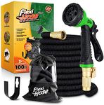 Flexi Hose Plus Value Pack! Lightweight Expandable Garden Hose Pipe - 8 Function Spray Gun - Ultimate No-Kink Flexibility - Extra Strength - Includes Carry Case and Hook for Easy Storage (30 Metres)