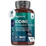 Iodine Tablets 400mcg - 365 Vegan Tablets (1 Year Supply) - High Strength Potassium Iodide 400mcg - Non-GMO & Gluten-Free Iodine Supplement - Trace Mineral - High Potency Iodine Tablets - UK Made