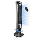 Lasko T42951 Wind Curve Portable Electric Oscillating Stand Up Tower Fan with Remote Control for Indoor, Bedroom and Home Office Use, 13x13x42.5, Silver