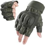 AXBXCX Tactical Fingerless Gloves for Men Motorbike Motorcycle Cycling Hiking Hunting Airsoft Paintball Camouflage Half Finger Gloves Green XL