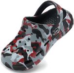 Ballaza Kids Classic Garden Clogs | Camo Graphic Unisex EVA Mules for Boys Girls Closed Toe Water Shoes with Arch Support Camo Red Big Kid 6