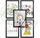 WEEDEY 5 Pcs Kids Art Frame, Kids Artwork Display Frame with Magnetic Stripe, Kids Art Display Frame for Wall and Fridge, Front Opening Picture and Photo Art Frames to Hang on Wall for Craft Storage (A4 BLACK)