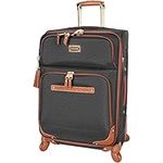 Steve Madden Designer Luggage Collection - Expandable 24 Inch Softside Bag - Durable Mid-Sized Lightweight Checked Suitcase with 4-Rolling Spinner Wheels (Global Black)