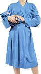 QTECLOR Mommy Robe for Maternity with Matching Swaddle Blanket Girls Boys, Delivery Labor Robe for Hospital Women Dress, A29 Robe+swaddle+headband+hat, Medium