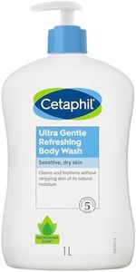 CETAPHIL Ultra Gentle Refreshing Body Wash 1l, Body cleanser for sensitive & dry skin, With Aloe Vera & Vitamin B5, Hypoallergenic, Dermatologist Tested