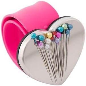 WIFUN Magnetic Wrist Sewing Pincushion for Hand Sewing Supplies & Salon Hairstyling Tools Quilters Gift - Portable Arm Pin Cushion with Wristband (Heart Shape - Pink)