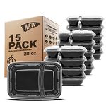 Freshware Meal Prep Containers [15 Pack] 2 Compartment with Lids, Food Storage Containers, Bento Box, BPA Free, Stackable, Microwave/Dishwasher/Freezer Safe (28 oz)