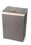 Blue Ridge Basket Company Synthetic Wicker Laundry Hamper Basket With Lid and Liner (Gray)