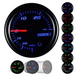 YONEDA Turbo Boost Gauge Kit Vacuum 30 PSI Tinted 7 Color - Includes Mechanical Hose & T-Fitting - Black Dial- for Car&Truck - 55mm