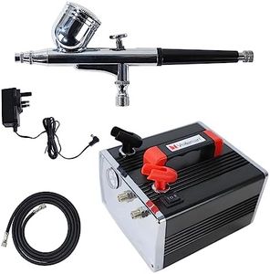 Voilamart Dual-Action Airbrush Kit, Upgraded 50PSI Airbrush Kit with Compressor for Painting, Portable Air Spray Gun for Nail Tattoo Cake Decoration Model Makeup Craft Art(Black)