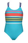 Hobie Girls One Piece Swimsuit, Multi//Sail Away Stripe, 14