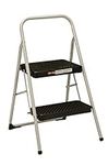 COSCO 2-Step Household Folding Steel Step Stool, 7Ft. 11in. Max Reach, ANSI Type 3, 200 lb. Weight Capacity, Gray