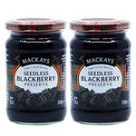 Mackays Seedless BlackBerry Jam for Bread | Made in Small Batches | Vegan | No Artificial Color and Flavoring | Gluten Free | Made with Whole Fruits - 340g (Pack of 2)