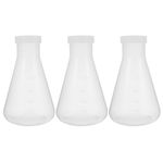 iplusmile Plastic Erlenmeyer Flask - 3pcs Erlenmeyer Flask with Screw Cap, Transparent Erlenmeyer Flask with Scale, Narrow Neck Conical Flask for Lab Science Experiment (100 + 250 + 500ml)