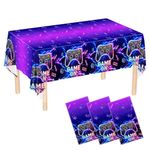 Detanpoly 3pcs Video Game Tablecloth Game on Birthday Party Table Cover Neon Video Gaming Birthday Plastic Disposable Table Cloth for Boys Girls Gamer 54” x 108”