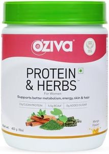 OZiva Protein & Herbs for Women (Mango) to Reduce Body Fat, Manage Weight & Metabolism | Protein Powder for Women with 23g Whey Protein, No Added Sugar, Certified Clean 1lbs