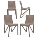 Supreme chairs Zyleg Designer Armless Plastic Chair for Dining, Cafeteria and Restaurent with Weight Bearing Capacity of 150 kg (Color : Dark Beige, Count : 4)