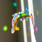 76mm/3in Lovely Crystal Dolphin Sun Catchers,Window Crystal Prism Suncatcher,AB Coating Hanging Crystals for Indoor Outdoor Christmas Decor