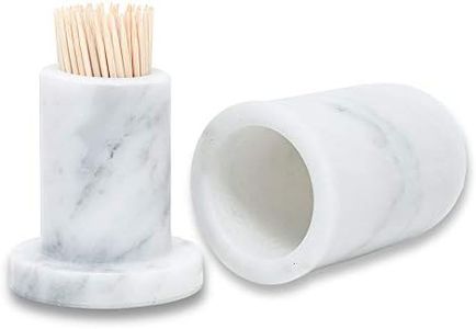 JIMEI Marble Toothpick Holder with Lid, Toothpick Dispenser Jar Box, marble salt and pepper shakers, Toothpicks Container Case Cute Toothpick Organizer for Home, Kitchen, Restaurant