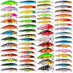 Bass Fishing Lures Kit Set Topwater Hard Baits Minnow Crankbait Pencil VIB Swimbait for Bass Pike Fit Saltwater and Freshwater, 009-60pcs