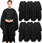 Foreign Holics 6 Pcs Professional Barber Cape Black 64"x56" Hair Cutting Cape with Adjustable Snap Closure Waterproof For Hair Dye, Hair Color, Haircut