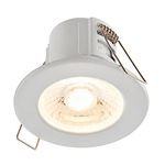 Saxby ShieldECO Fire Rated Downlight - Dimmable Recessed LED Ceiling Light in Matt White Finish - IP65 Downlights for Bathroom, Shower, Kitchen - 4W LED Module (SMD 2835) Warm White 3000K Colour