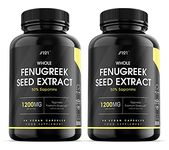 Whole Fenugreek Seed Extract Capsules - 1200mg - Trigonella Foenum Graecum - Non-GMO, Gluten Free, 90 Vegan Caps (2 Pack)