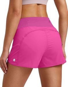 G Gradual Women's Running Shorts with Mesh Liner 3" Workout Athletic Shorts for Women with Phone Pockets(Sizzling Pink, X-Large)