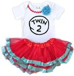 Luke and Lulu Twin 2 and Twin1 Costume for Twins – Baby Girl Tutu Outfit Set with Bodysuit, Tutu Skirt & Flower Headband
