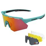 ROCKBROS Polarized Cycling Glasses with 4 Interchangeable Lenses Baseball Sunglasses for Men Womens UV400 Sports Sunglasses