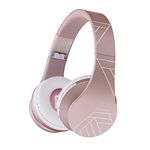 PowerLocus Wireless Bluetooth Over-Ear Stereo Foldable Headphones, Wired Headsets Rechargeable with Built-in Microphone for iPhone, Samsung, LG, iPad (Rose Gold PL Collection)