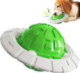 Kimee Natural Latex Rubber Squeaky Ball Dog Toy, Flying Disc with Whistle (UFO Ball) Durable, Fetch & Chew Safe Pet Toy | Reduce Separation Anxiety,Medium to Large Dogs (Multicolor)…