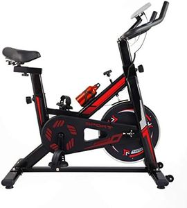 Dolphy Indoor Cycling Bike, Silent Belt Drive Exercise Bike Stationary Bicycle with Steel Flywheel, Adjustable Seat and Handlebar, Heart Rate Monitor LCD Monitor-Red