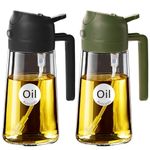 YARRAMATE 16oz/470ml Oil Sprayer for Cooking with Stickers, Food-grade Premium 2 in 1 Olive Oil Dispenser Bottle for Kitchen Gadgets, Air Fryer, Salad, Frying, BBQ (BlackOliveGreen)
