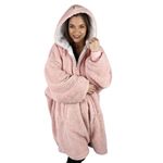 Oversized Blanket Hoodie, Teddy Fleece Hoodie Blanket, Hooded Blanket, Comfy & Fluffy, Snuggle, Wearable Blanket Women UK, Oversize Jumper, Zip Up Hoodie, The Big Softy Blush Pink