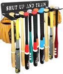 Ahomiwow Baseball Softball Rack Hanger Organizer for Storage Hanging Bat Rack Baseball Wall Mount Fence Holds 14 Bats Heavy Duty Metal Sports Hook Classic Motivational Slogans Carabiners Inside