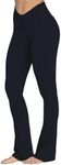 Sunzel Mini Flare Leggings for Women V Crossover Mid Rise Workout Flared Yoga Pants with Tummy Control and Wide Leg 32" Black Medium