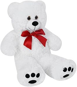 monzana® Oso de Peluche Grande con Lazo 50cm Osito Teddy Bear Blanco Juguete Niños Regalo Enamorados