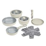 Cuisinart 13-Pc ClickSmart Nonstick Detachable Handle PURELYCERAMIC Cookware, Pots & Pans Set, Stackable Space-Saving Design, Compatible with All Stovetops, Induction & Oven Safe (D53C-13BGC)