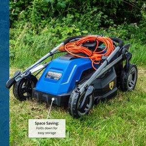 Hyundai 15" Electric Lawnmower – 1600W, Rear Roller, Mulching, 40L Bag