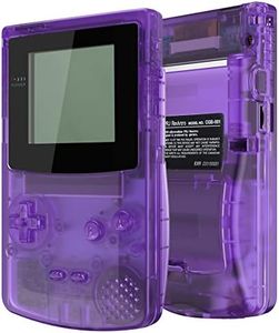 IPS Ready Upgraded eXtremeRate Clear Atomic Purple Replacement Shell Full Housing & Black Screen Lens for Gameboy Color –Fit for GBC OSD IPS & Regular IPS & Standard LCD – Console & IPS Screen Without