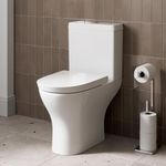 Affine® Arles Modern Bathroom Cloakroom Close Coupled Toilet Space Saving Short Projection Small WC Toilets, Soft Close Seat, Curved Pan, Dual Flush Cistern System, White Gloss Ceramic