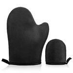 Molain 2 Pack Self Tanning Mitt Face Body Double-Sided Applicator Glove With Thumb Ultra Soft Tanner Gloves Reusable Washable Tan Mitt For Lotion Mousse Summer Artifact (Black)