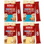 Coffee Multipack With 2x Kenco Iced/Hot Salted Caramel Latte And 2x Kenco Iced/Hot Vanilla Latte - 162.4g 8 per pack - Kenco Hot/Iced Coffee On the Go Instant Coffee Sachets