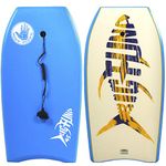 Big Tuna 45 inch Large Bodyboard for Tall Riders with Coiled Leash & Wrist Strap - Durable, Light Weight EPS Core with Smooth Top & Slick HDPE Bottom